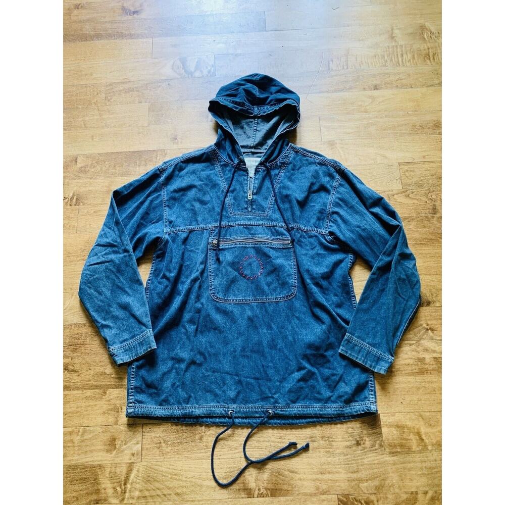 BOY London Denim Jacket Pullover Quarter Zip Large Oversized